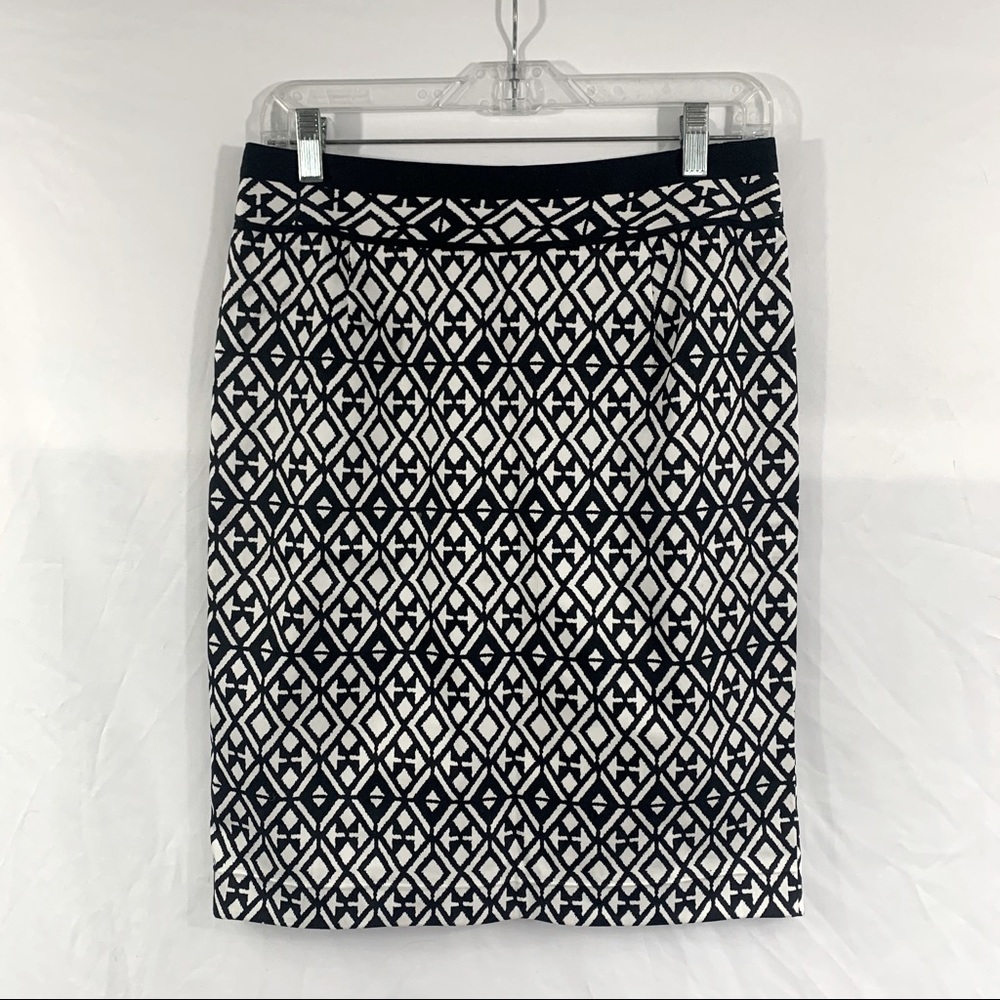 Mario Serrani Black/White Mosaic Pencil Skirt